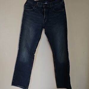 Blue Straight Leg Jeans with Faded Denim